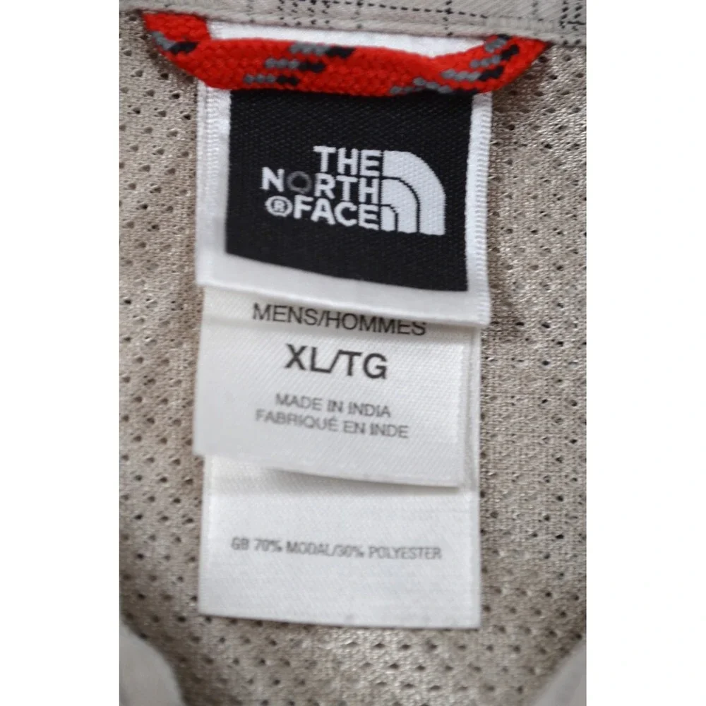 The North Face Long‎ Sleeve Button Up Shirt Men's Size XL Beige Black Plaid Nice
